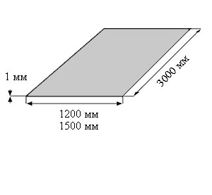 Лист алюминиевый Д16АТ 1х1200х3000 (1500х3000) - чертёж.
